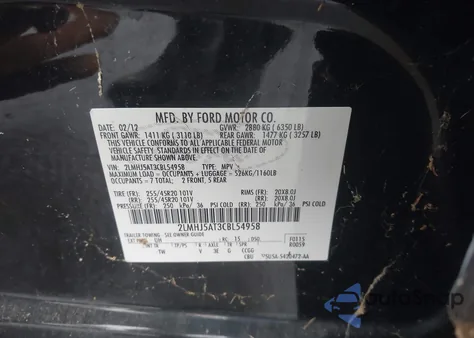 2012 Lincoln Mkt from USA, damaged, VIN 2LMHJ5AT3CBL54958